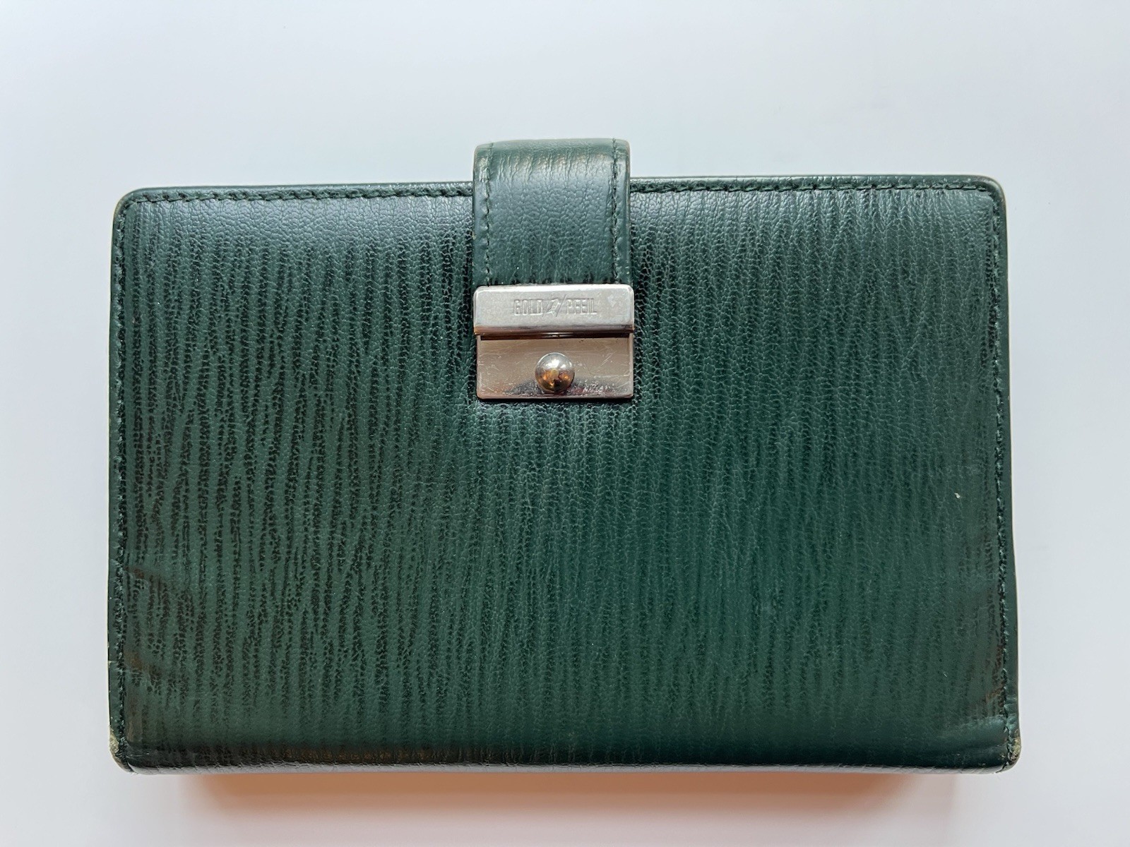 Gold Pfeil Organizer Wallet Notebook Filofax Pocket Size Green Leather/ Krause