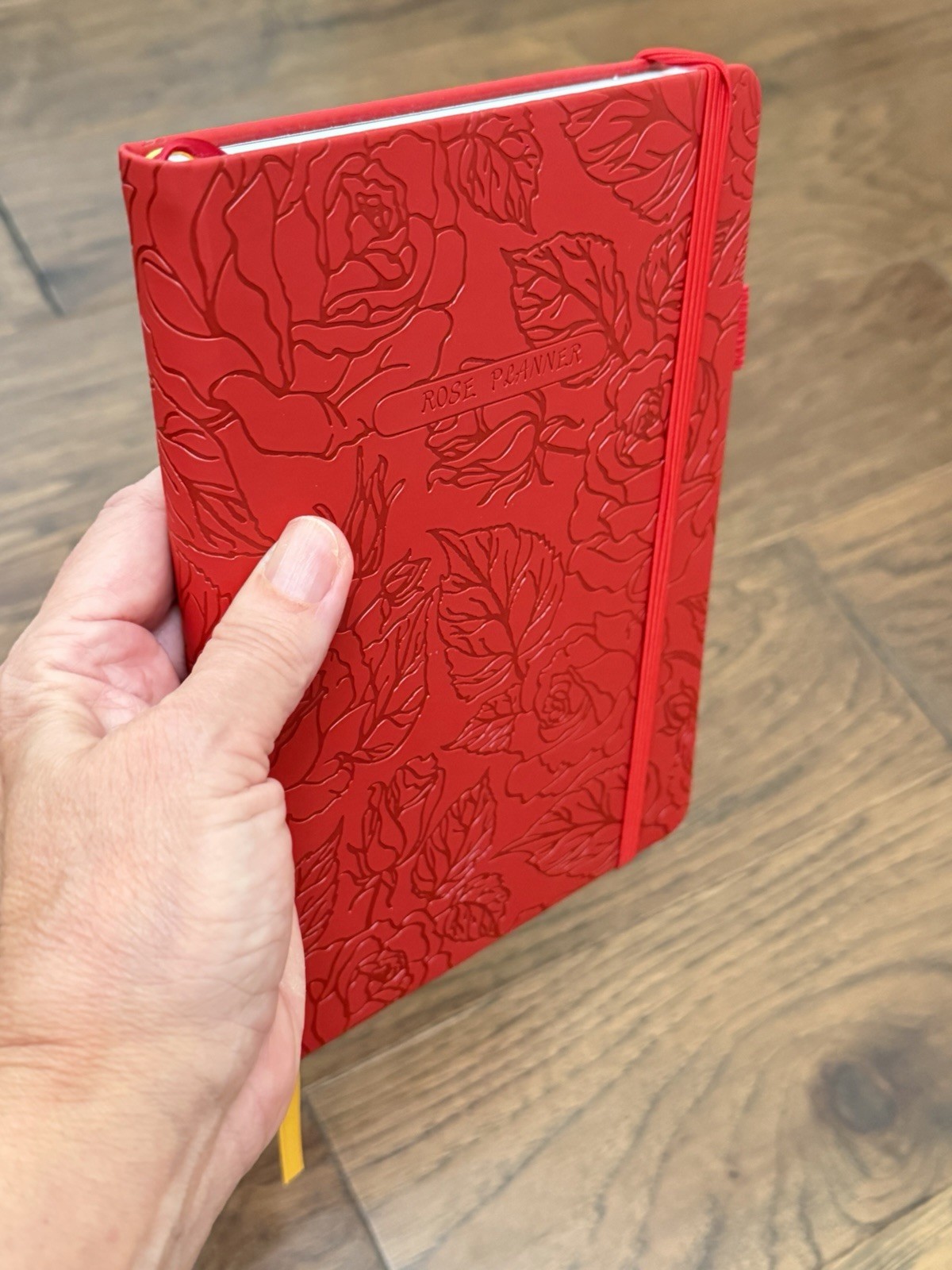 Rose Planner Undated Weekly Medium Planner, Red Floral Embossed Hardcover