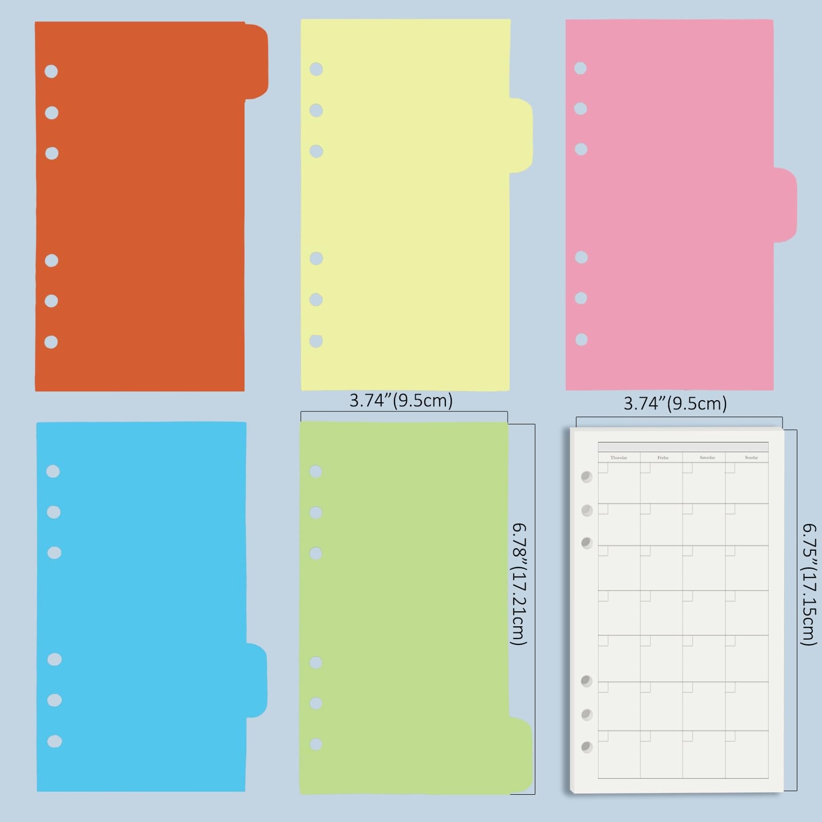 A6 Planner Refill Set 6 Hole Inserts Dividers Tabs Zipper Pouch Stickers