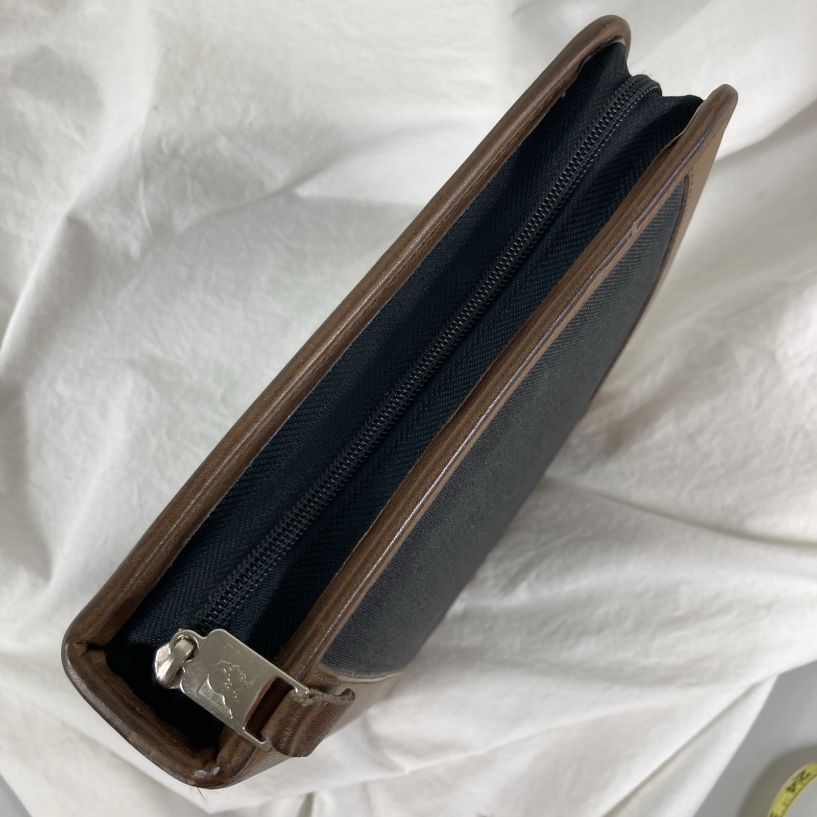 Franklin Quest 7-Ring Binder Black Canvas Brown Leather Trim Zipper Planner VTG