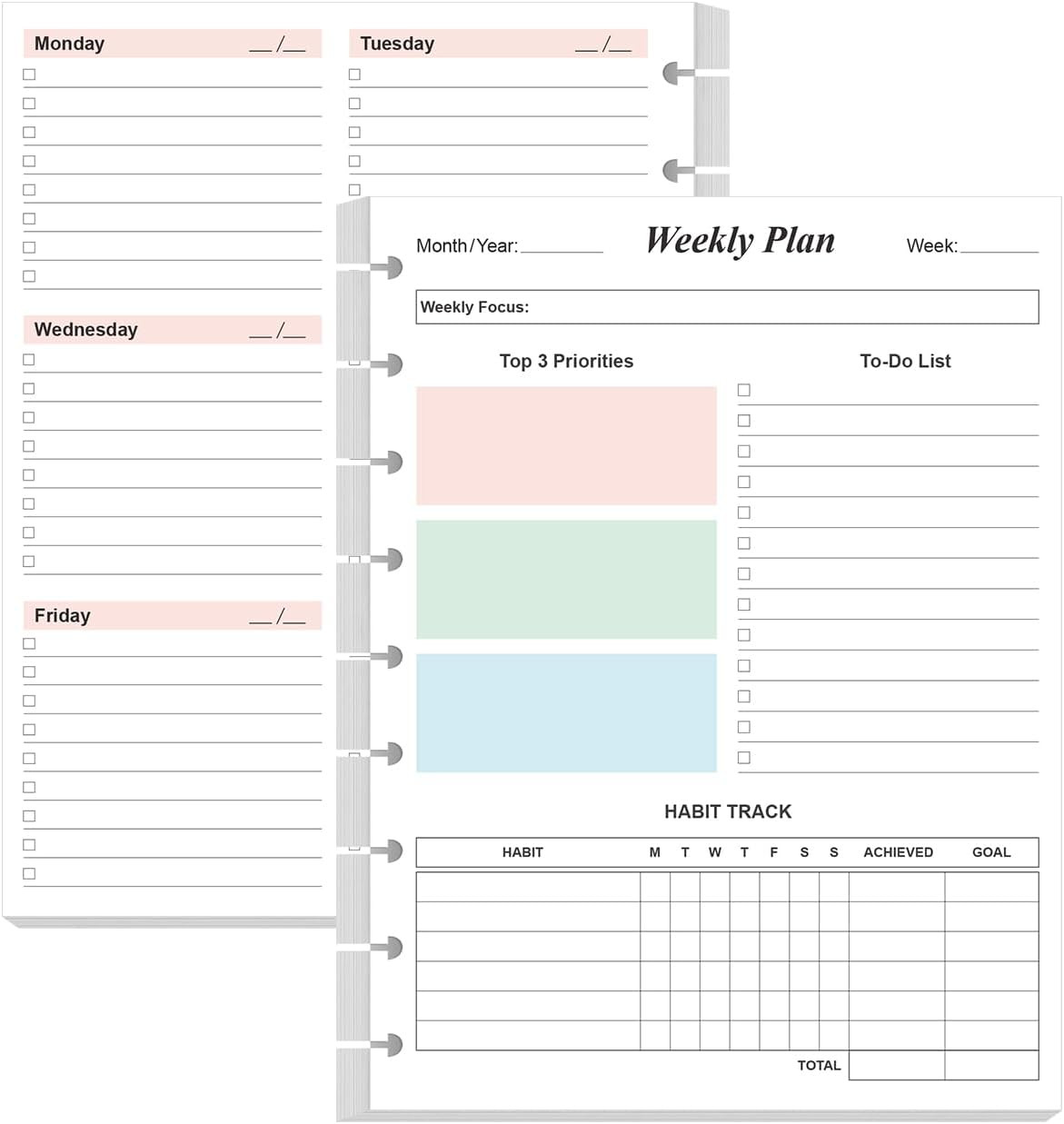 9 Disc Weekly Planner Undated Refills – Classic Size 53 1-pack, Colorful
