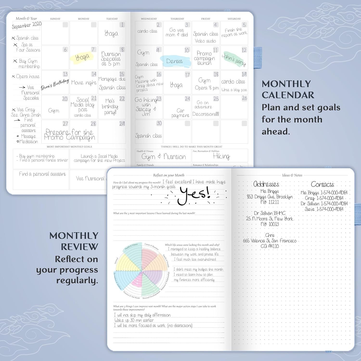 Productivity Planner with Elastic Closure and Dotted Pages for Easy Note-Taking