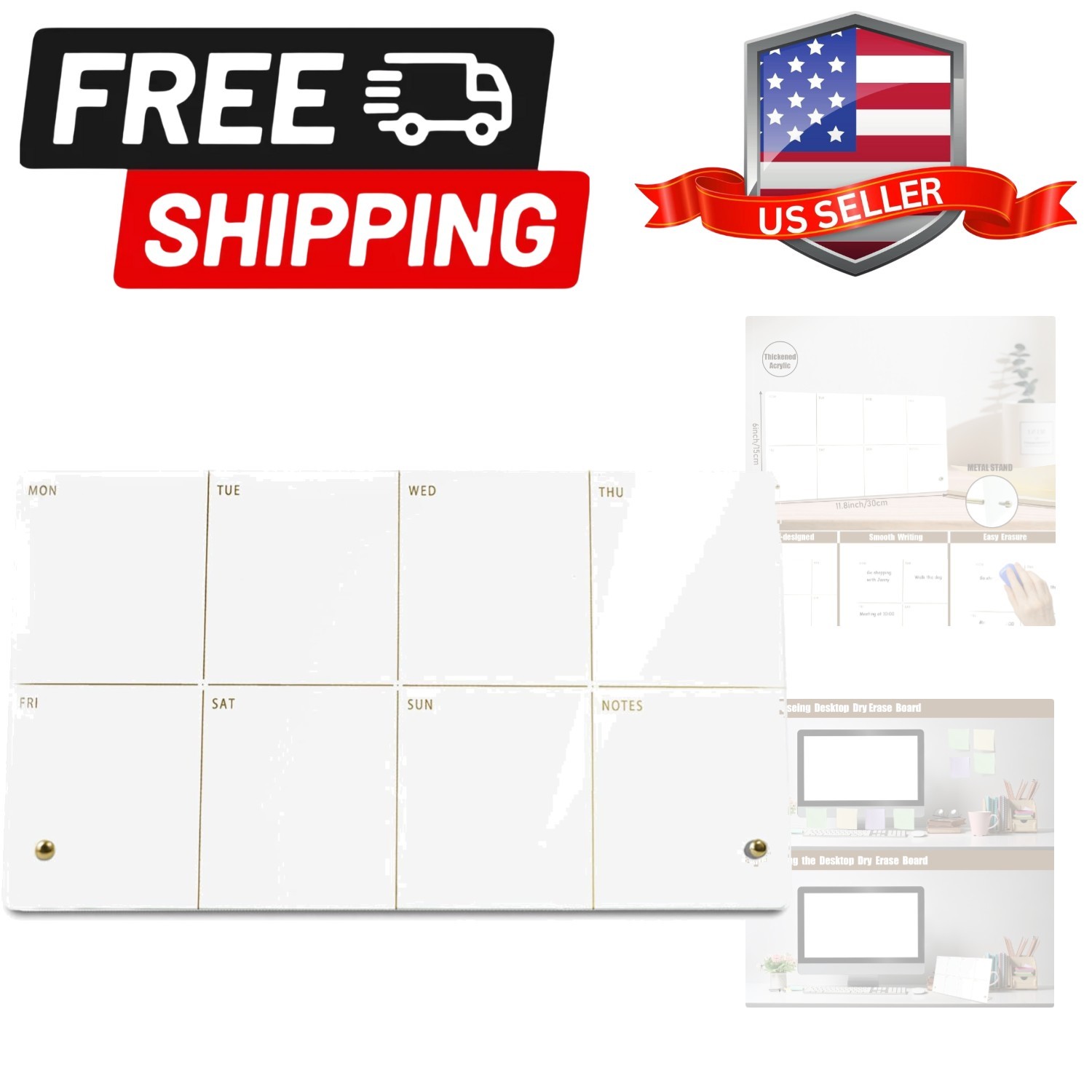 Weekly Planner Dry Erase Board for Desk,Acrylic Desktop Weekly Planner Whiteb…