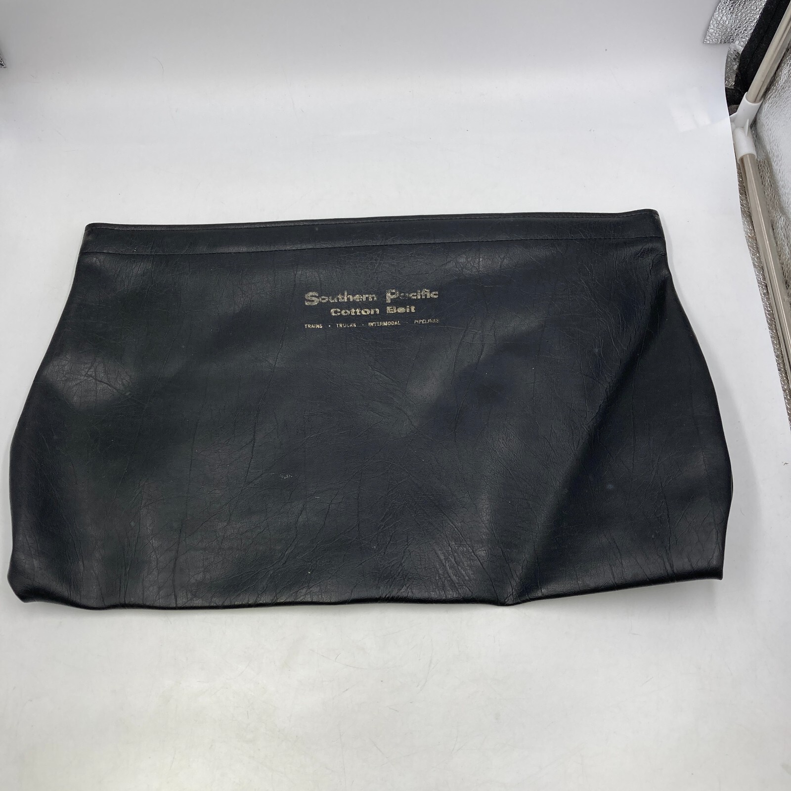 Vintage Black Faux Leather Southern Pacific Railroad Portfolio Documents Pouch