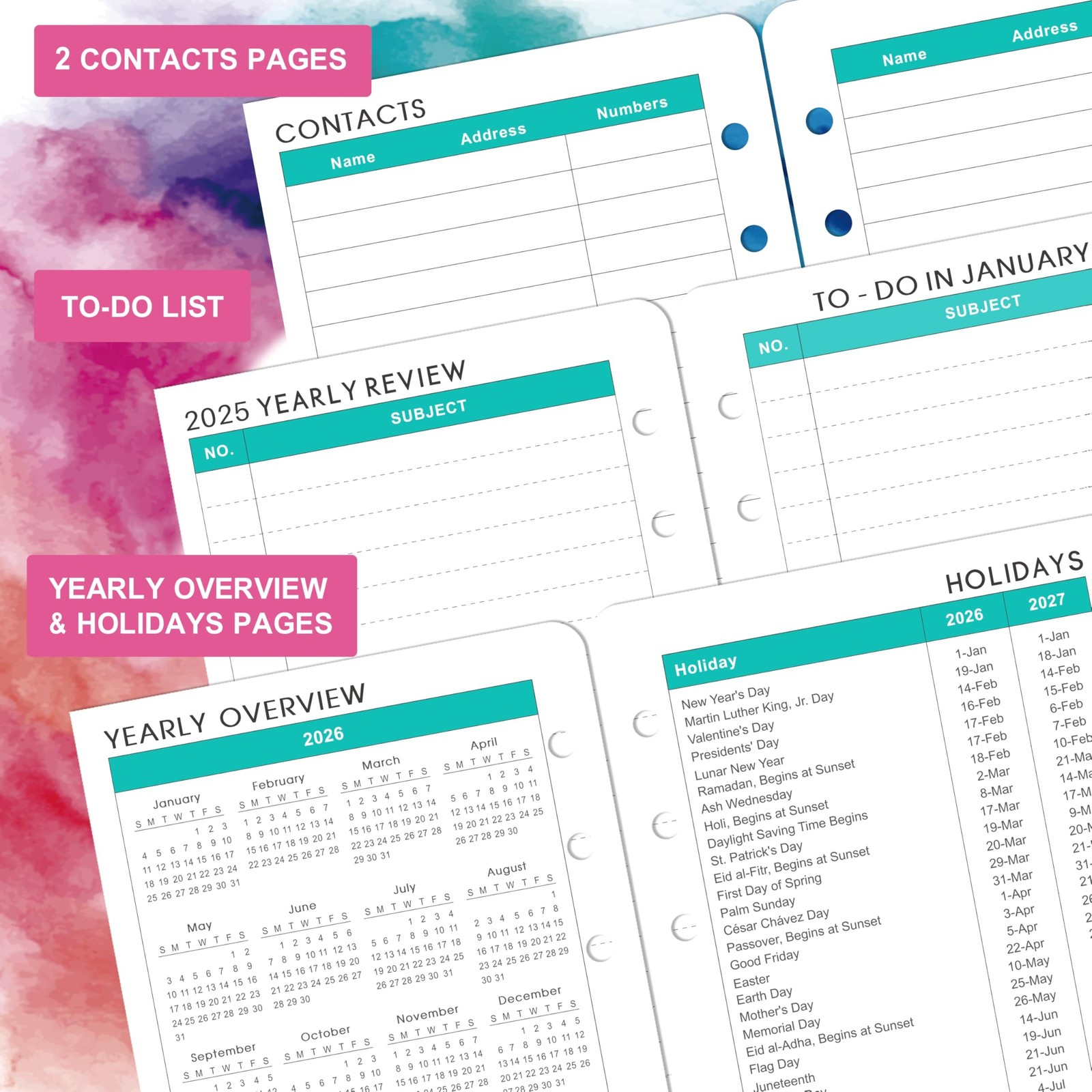 Planner Refills 2026-2027 – Planner Inserts, 2026-2027 Weekly and Monthly Cal…