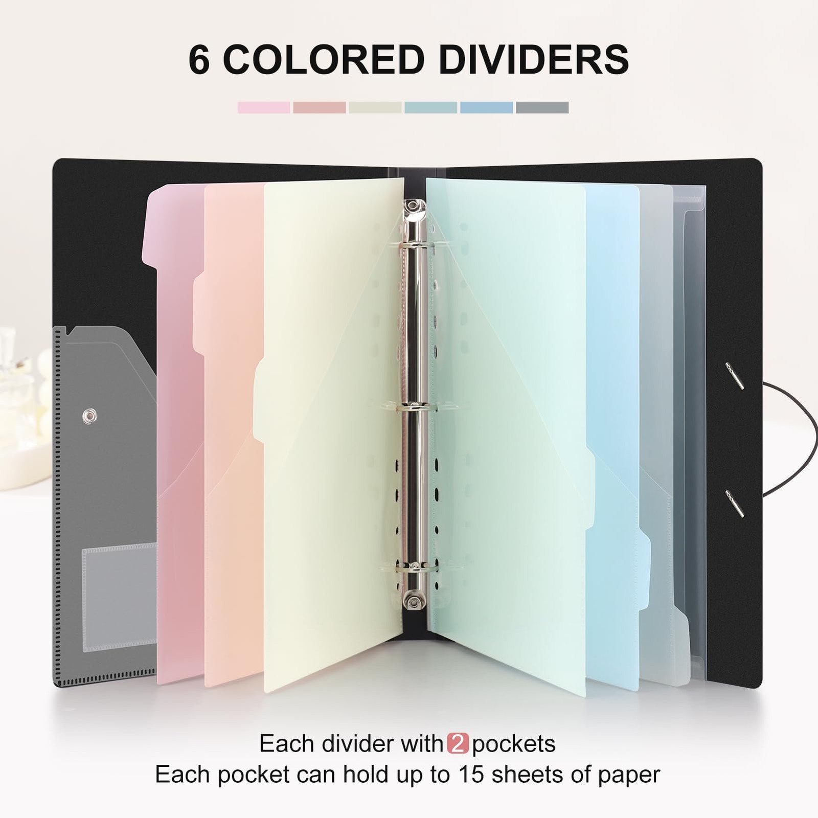 Binder With Dividers Project Organizer 12 Pockets Folder Elastic Closure