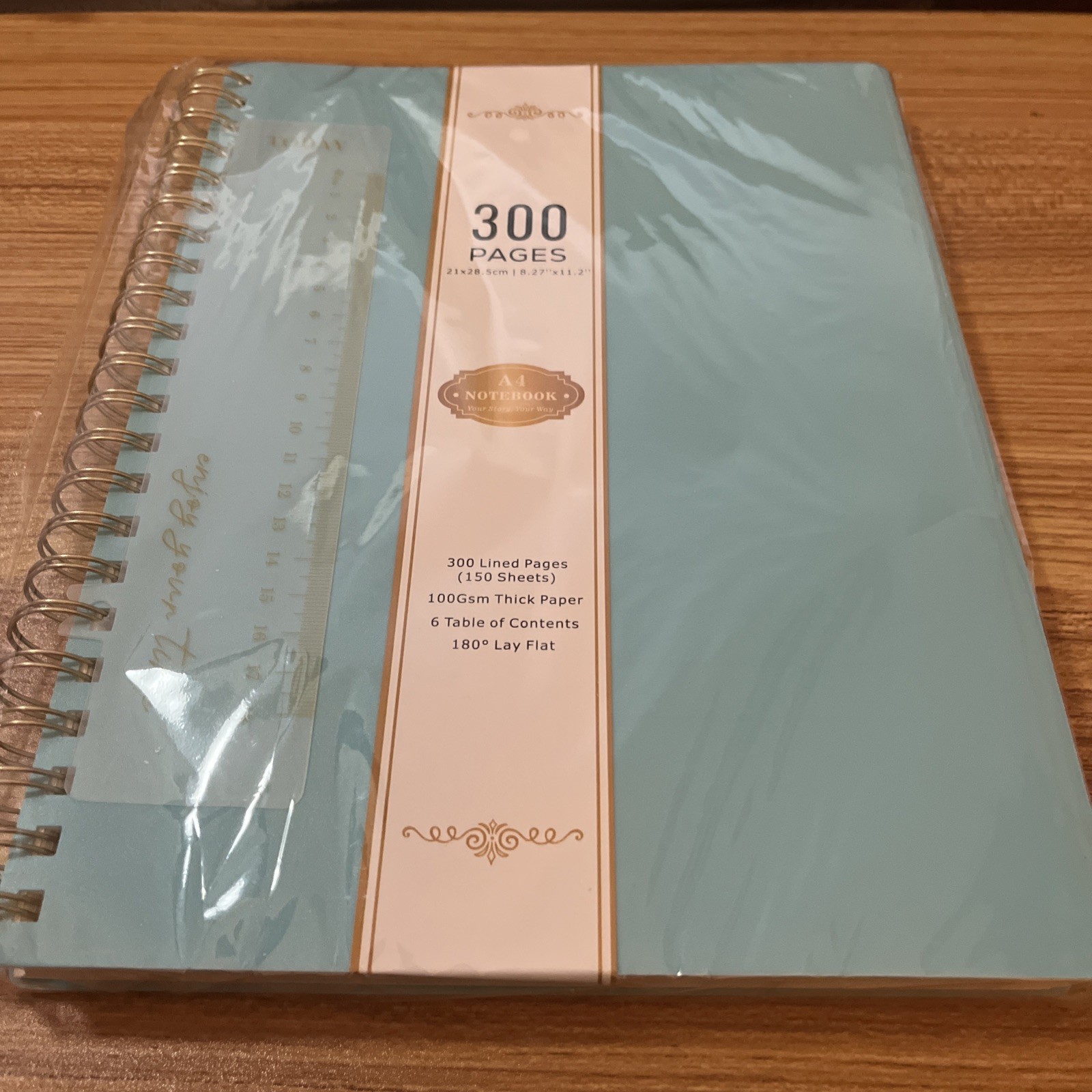 300 Lined Pages(150 Sheets) 100GSM Thick Paper 6 TOC Light Blue 180degree Flat