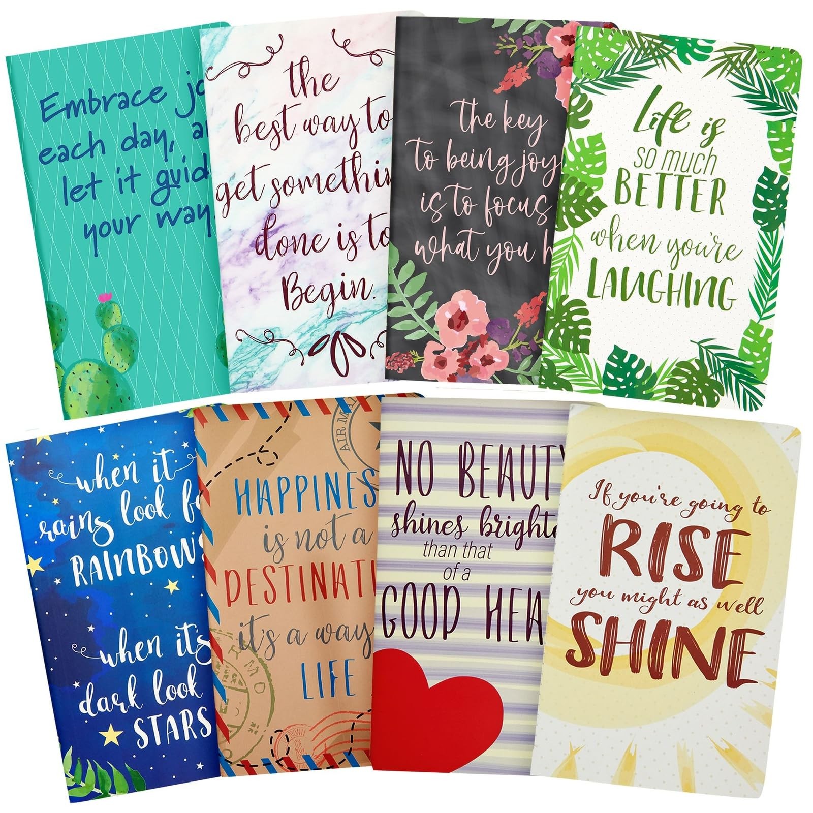 8 Pack Inspirational Notebooks 5×8 Lined Journals with Quotes Bulk