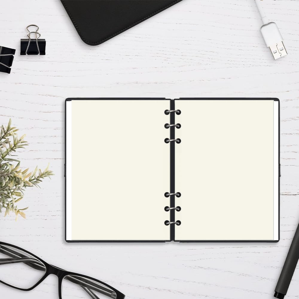 A5 Cream Blank Refills Paper, 6 Hole Paper for 100 Sheets,