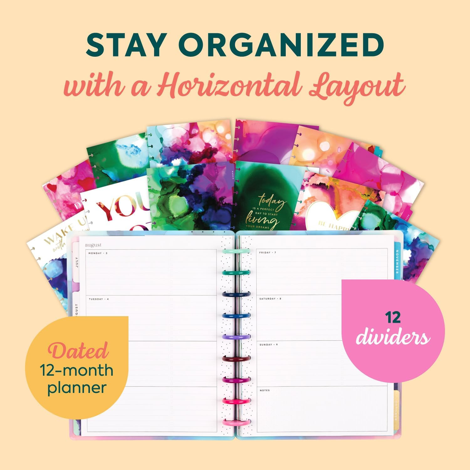 2026 2027 Disc Bound Planner July June Classic Size Horizontal Layout Organizer