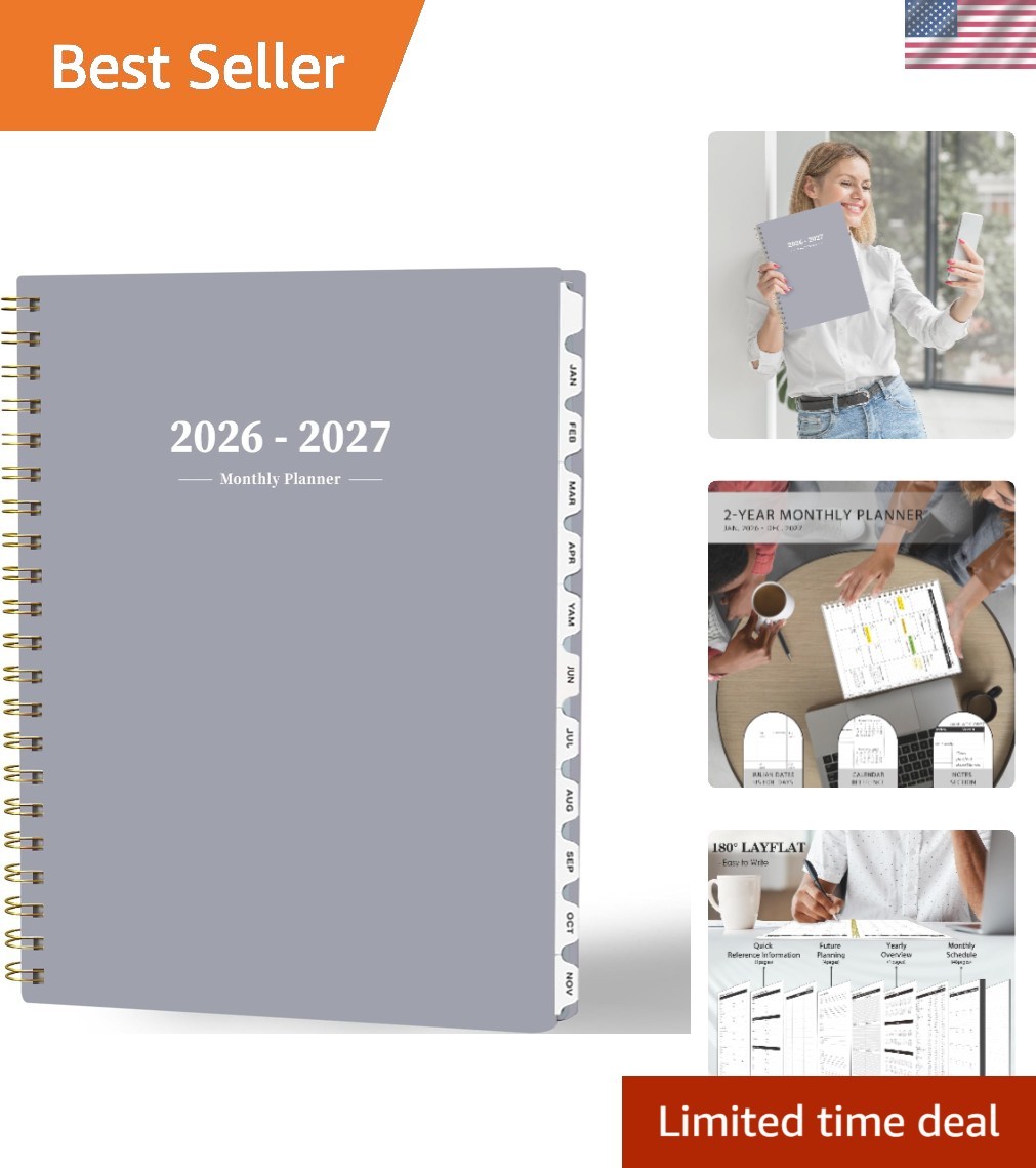 2026-2027 24- Planner with Waterproof Cover and Inner Pocket – Grey