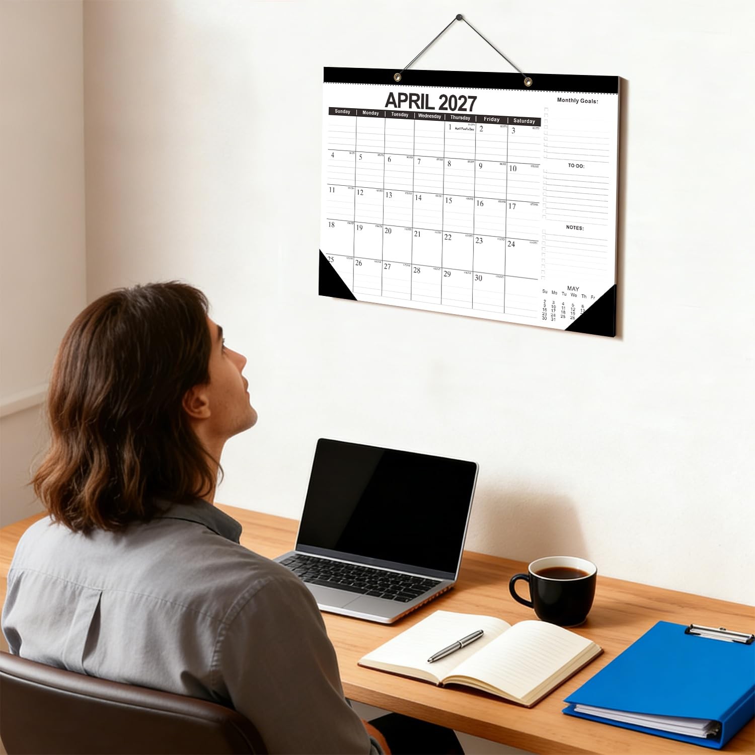 Kyweel 2026-2027 Desk Calendar, 18 Month 2026 Jan Classic Black