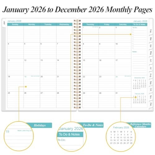 2026 Daily & Monthly Planner – One Page Per Day, 12 Monthly Tabs, 8.5″x11