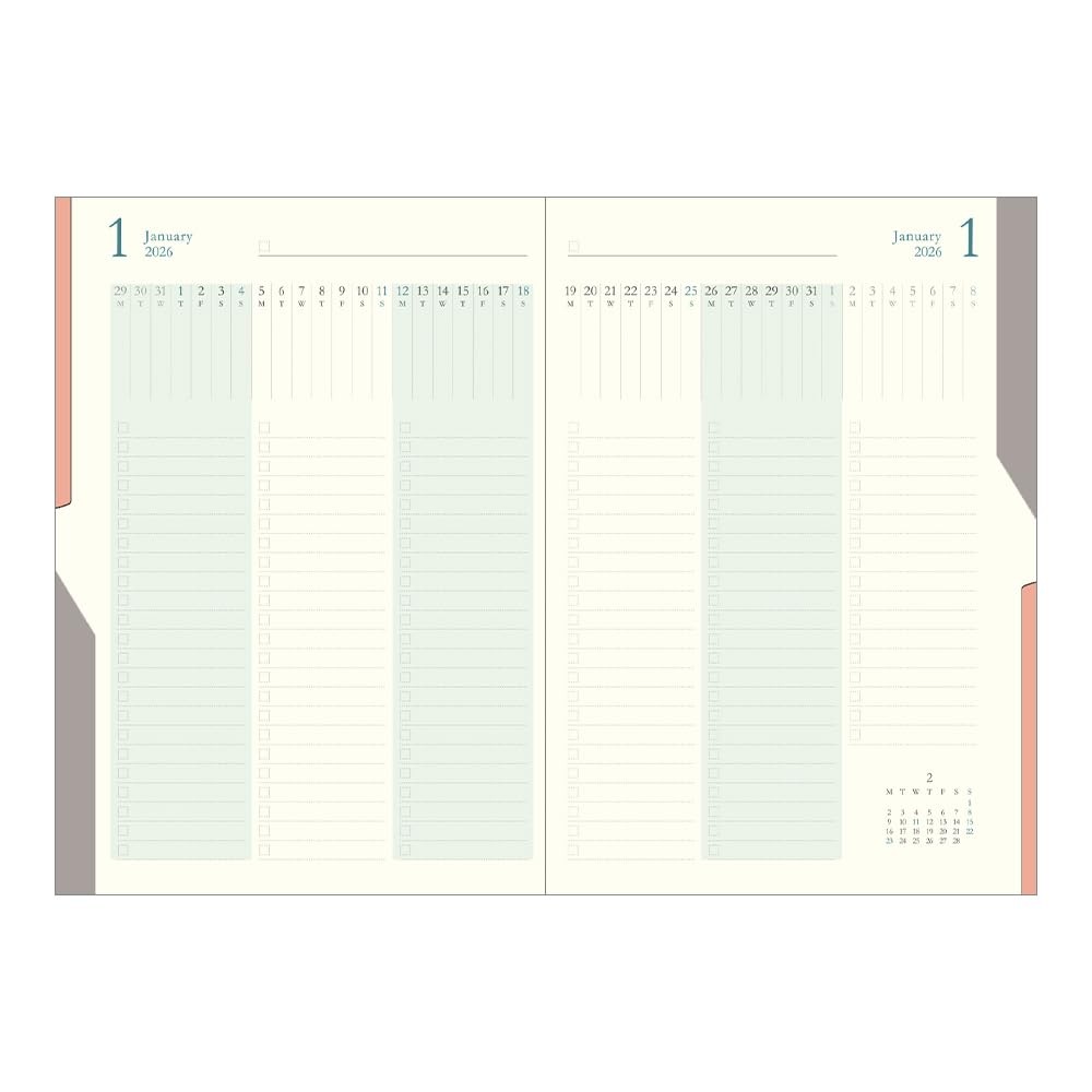 DESIGNPHIL MIDORI Double Schedule 2026 B6 Monthly Orange