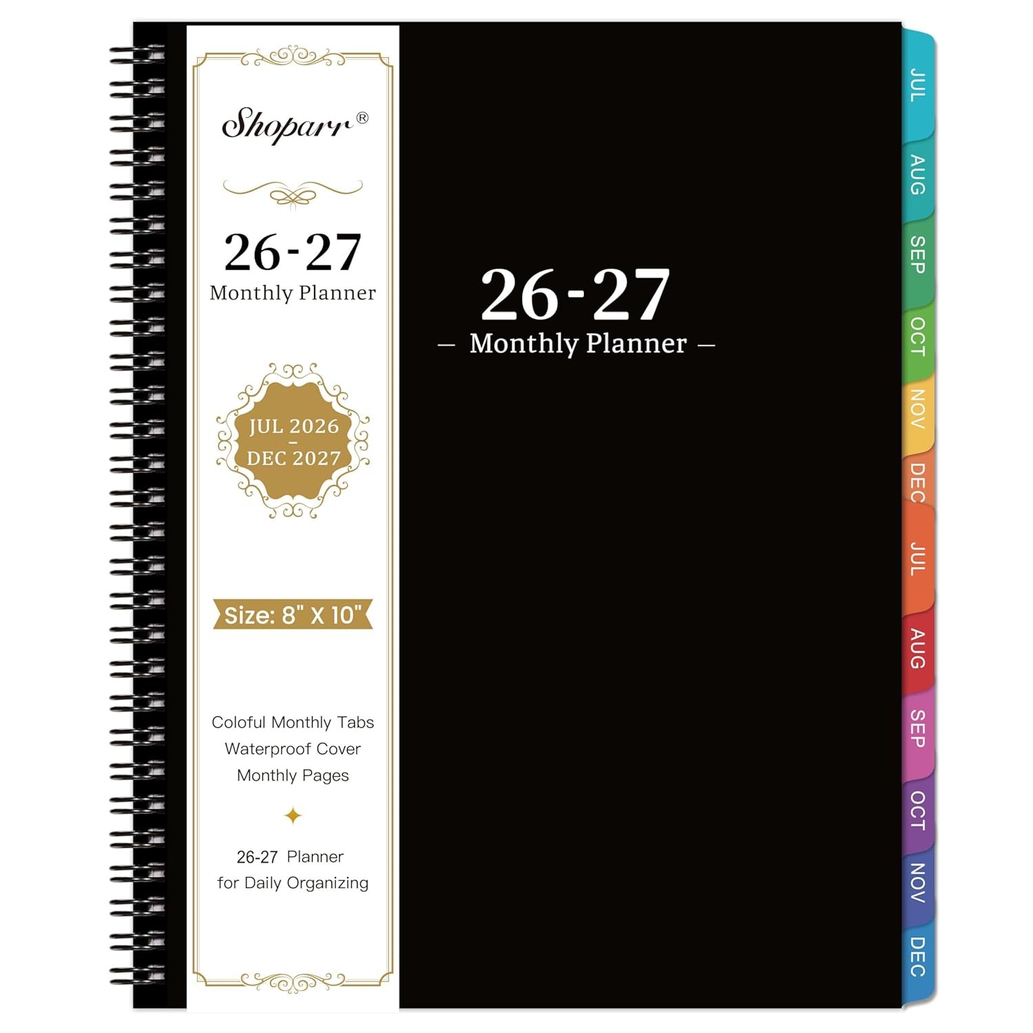 2027 Academic Planner Monthly Calendar July December Black Cover Organizer Diary