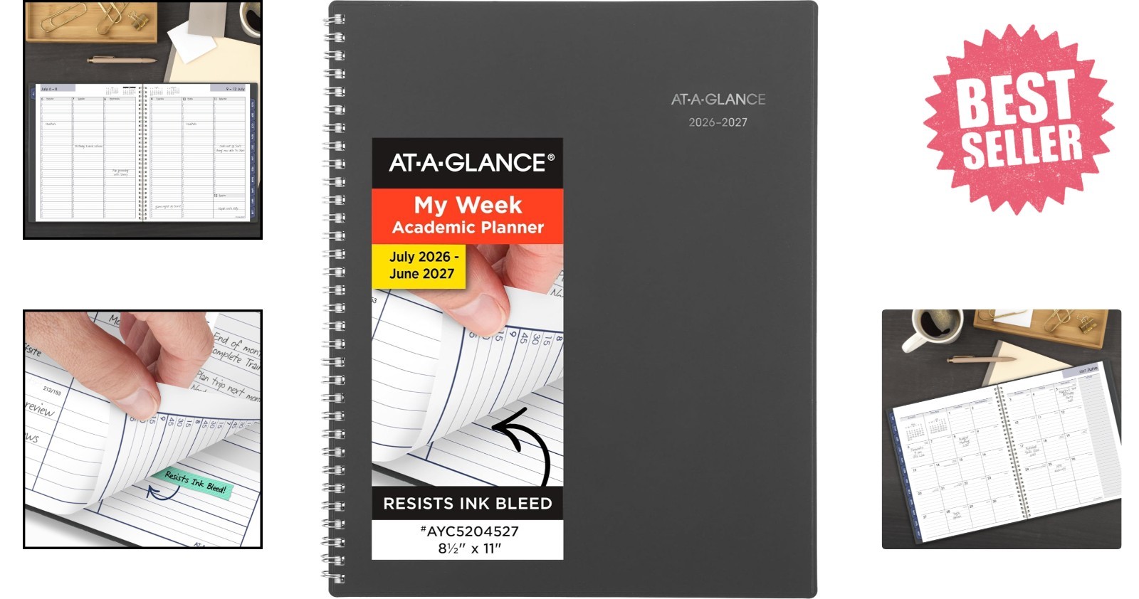 AT-A-GLANCE 2026 Appointment Book Planner, Weekly, 8″ x 11″, Large, Quarter-Hour