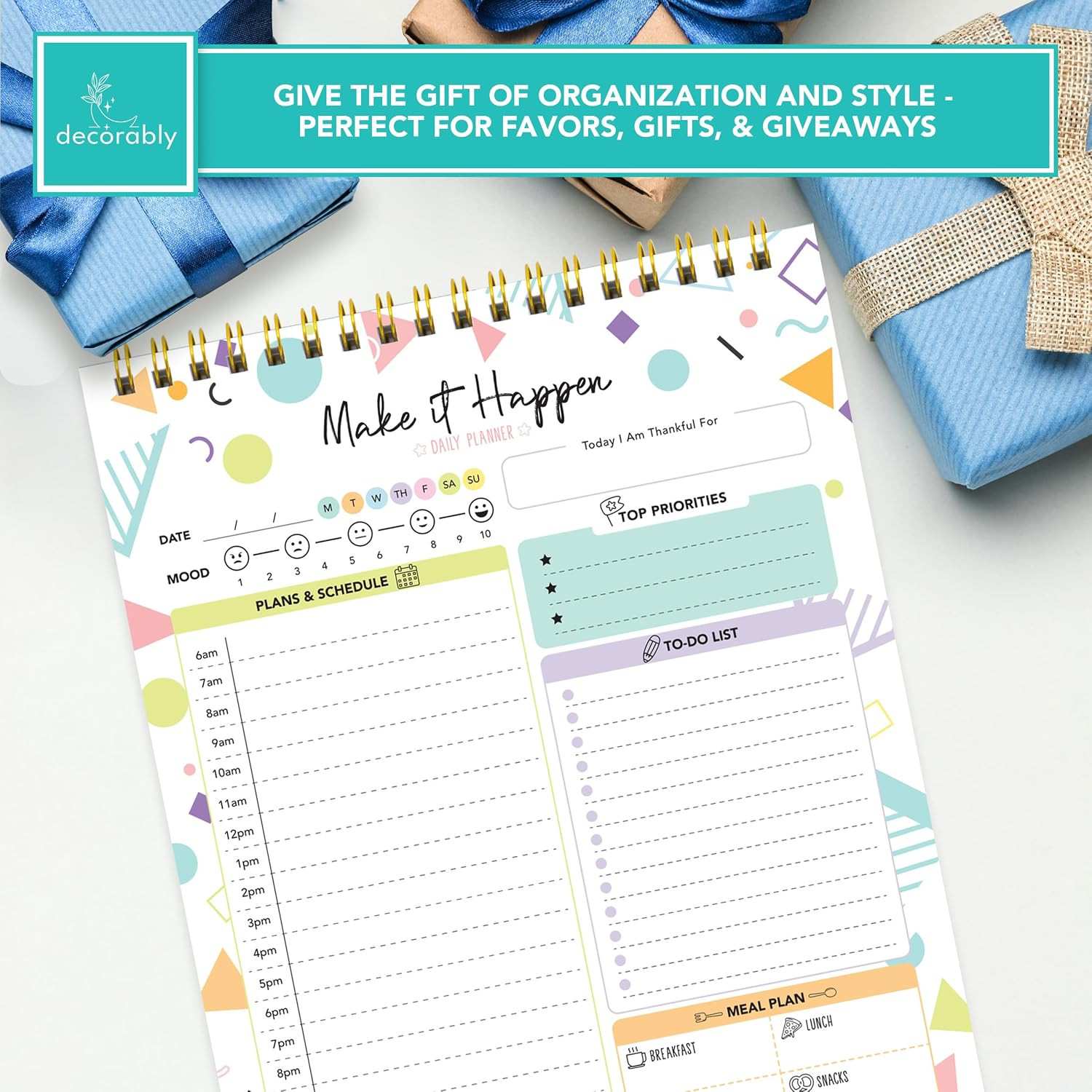 Decorably 52 Sheets Colorful Pastel Undated Daily Planner Pad – 6.5X10In Spring-