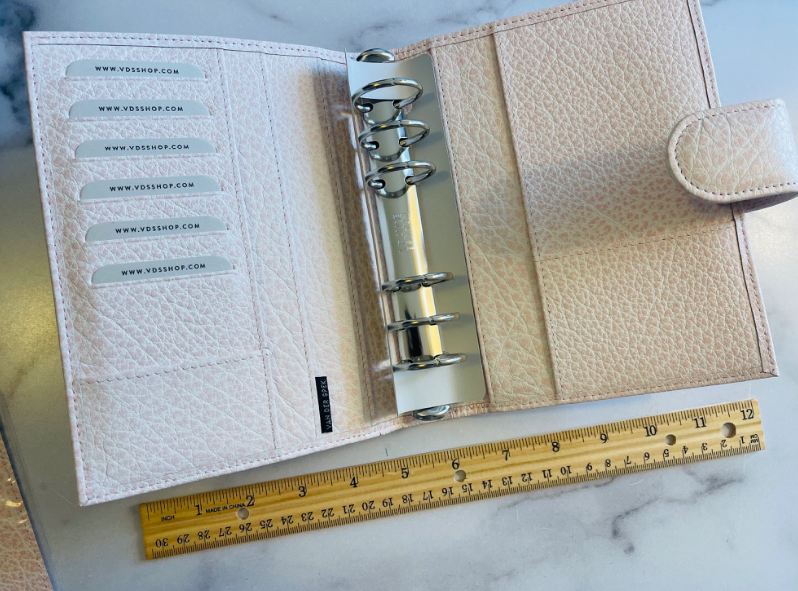 Van Der Spek TM Standard 30mm ring Leather planner -RARE TM Rose-New in box (A6)