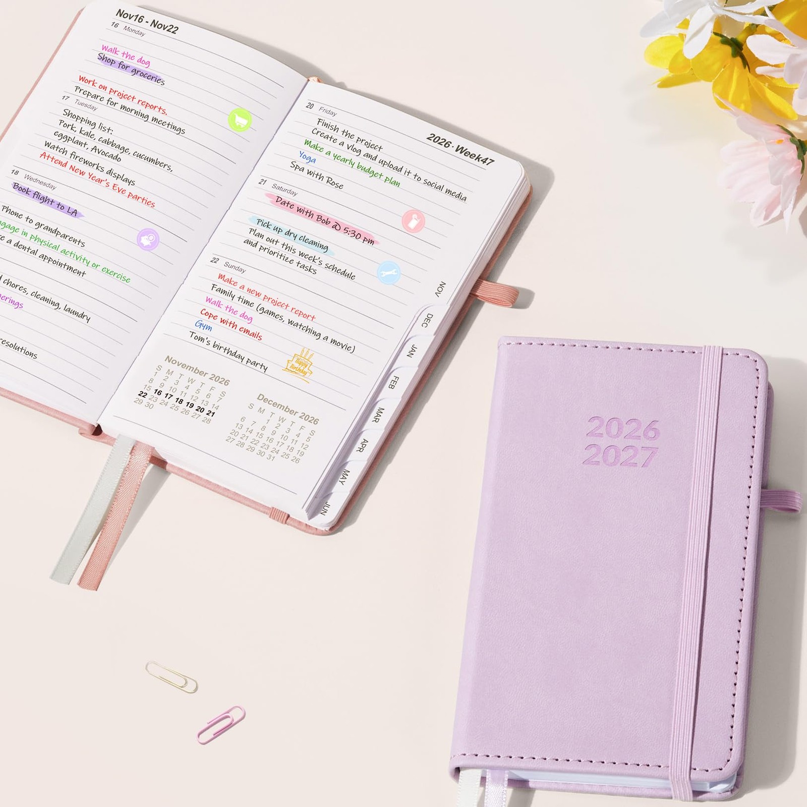 Pocket Planner 2026-2027, Weekly Monthly Planners for Purse, 3.5″ x 6″