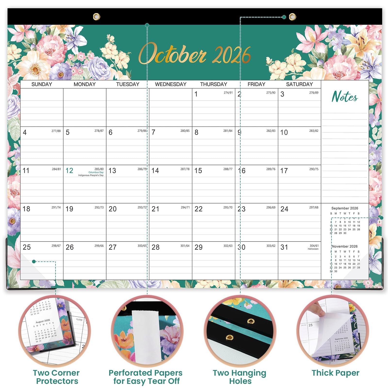 Desk Calendar 2026-2027 – JULY 2026 – DEC. 2027, 17″ x 12″, Large Desk Calend…