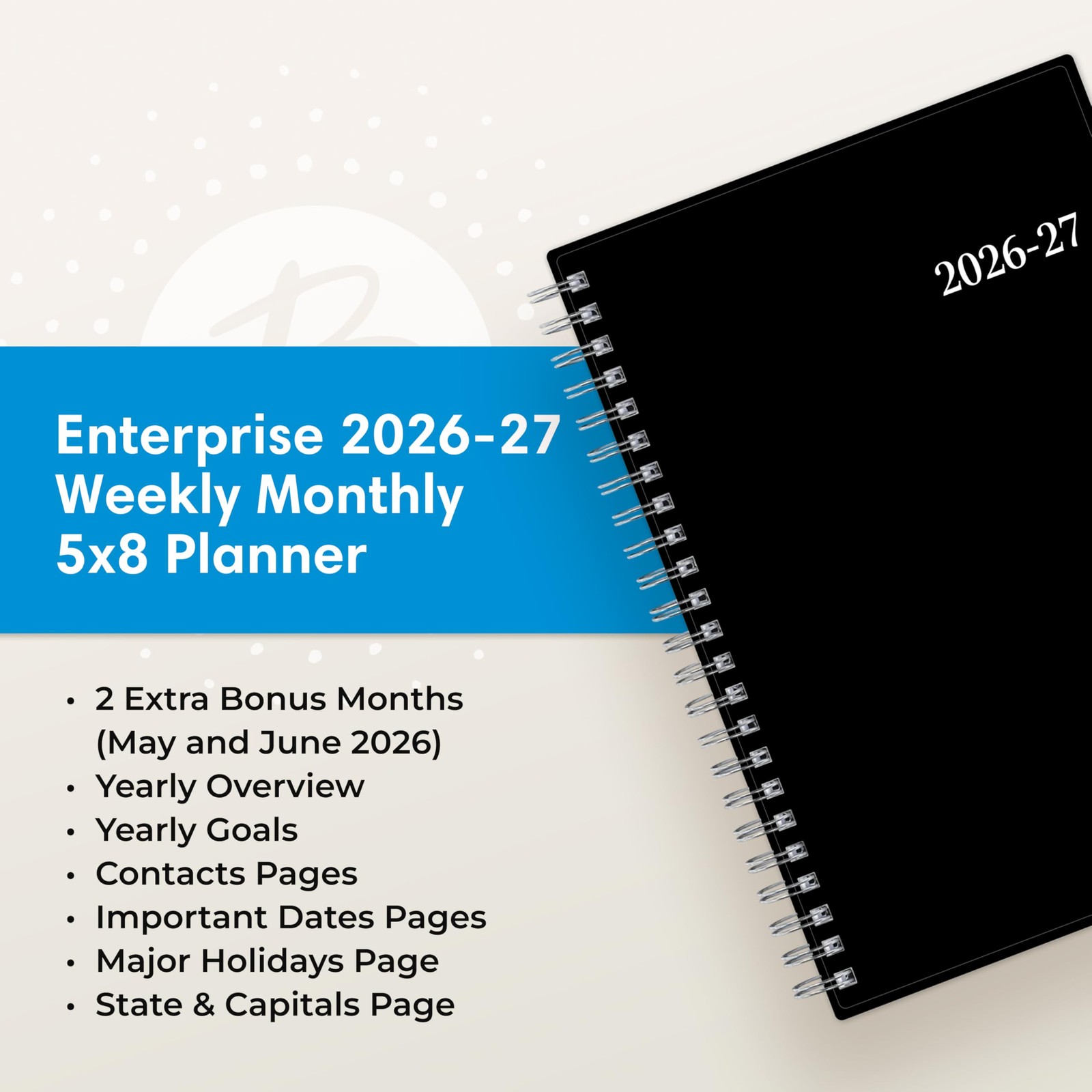 2026-2027 Weekly and Monthly Academic Year Planner Calendar, July 2026 – June…
