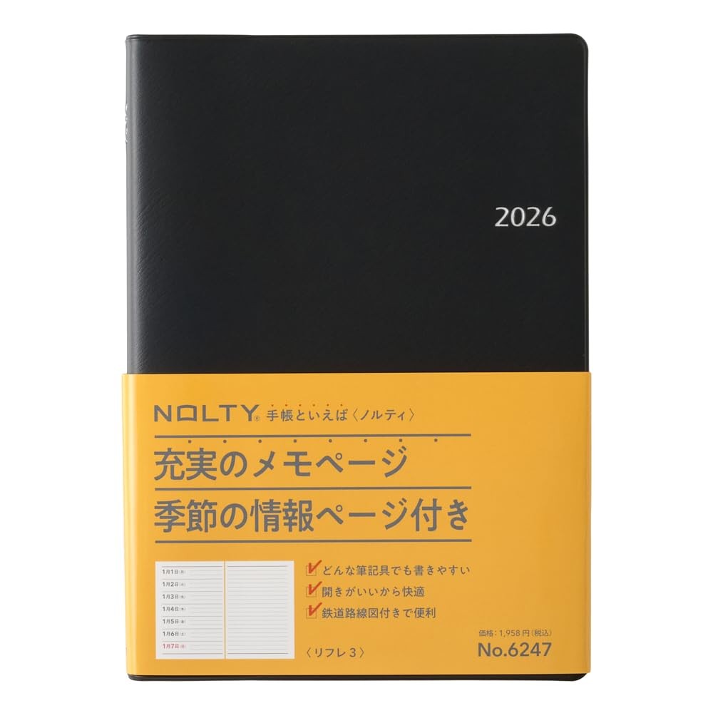 NOLTY Planner 2026 A5 Weekly Refle 3 Black 6247