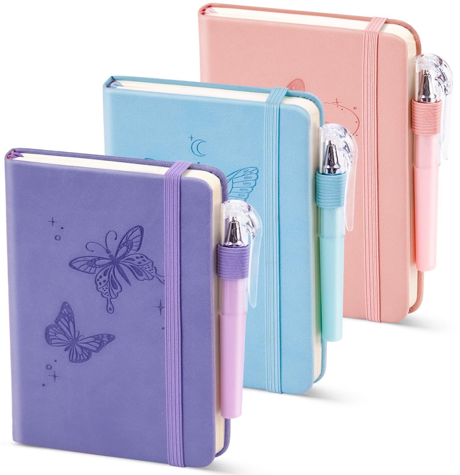 Pocket Notebook Set 3.7×5.7 In, 3 Color A6 Journals, College Ruled
