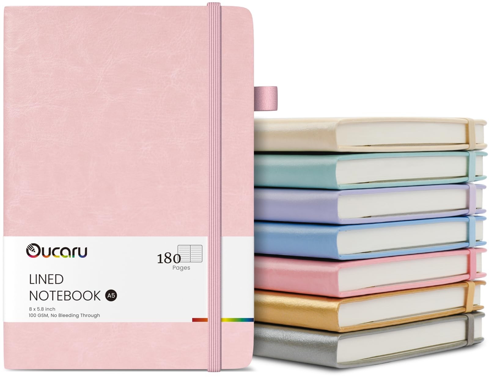 Lined Journal Notebook, 8 Pack, 180 Pages, A5 Journals for Writing, 100 GSM T…