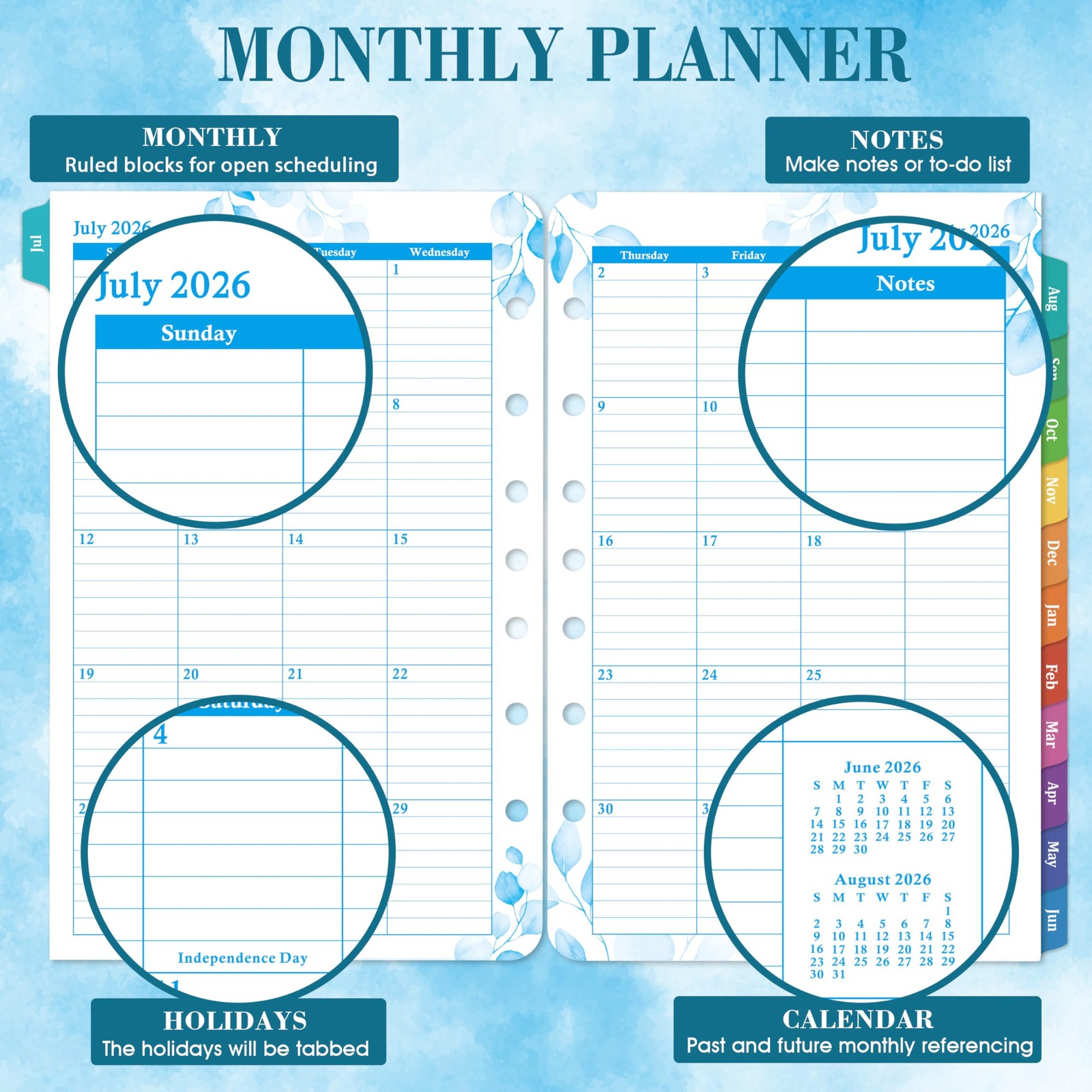 Planner Refills 2026-2027 – Jul.2026 – Jun. 2027 Planner, Two Pages Per Day D…
