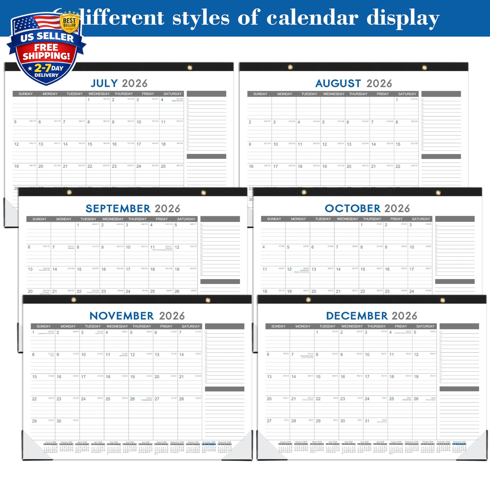 2026-2027 Large Desk Calendar Pad, 18-Month (17″ x 12″) with Corner Protectors