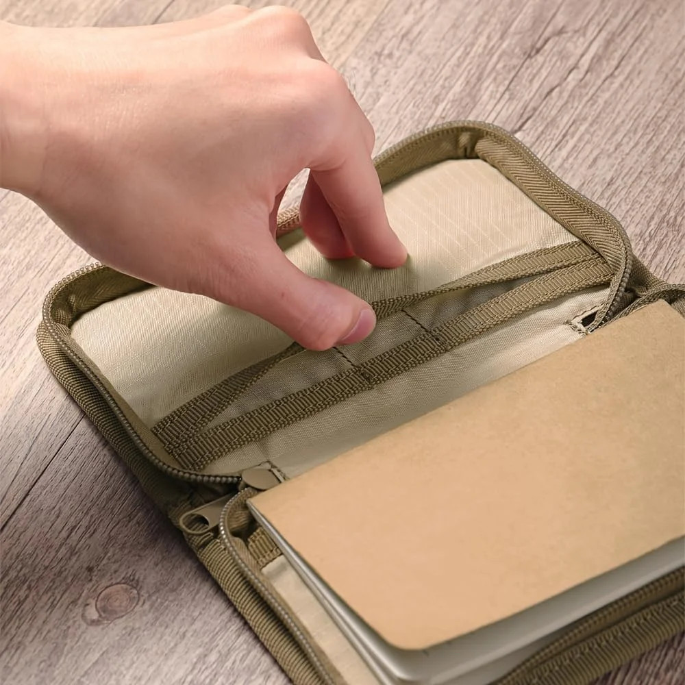 Pocket Notebook Cover for Field Notes, Waxed Canvas Journal Cover with Zipper