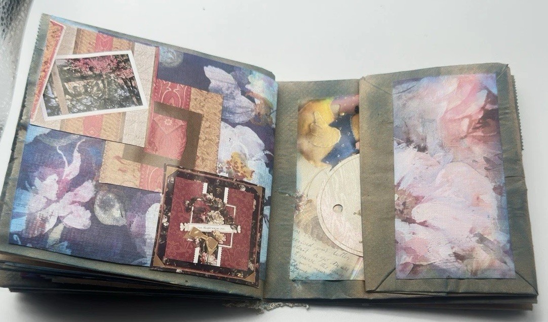 Hand Made Junk Journal 6×5 Inches Memories Themed Medium Is Brown Paper Bags