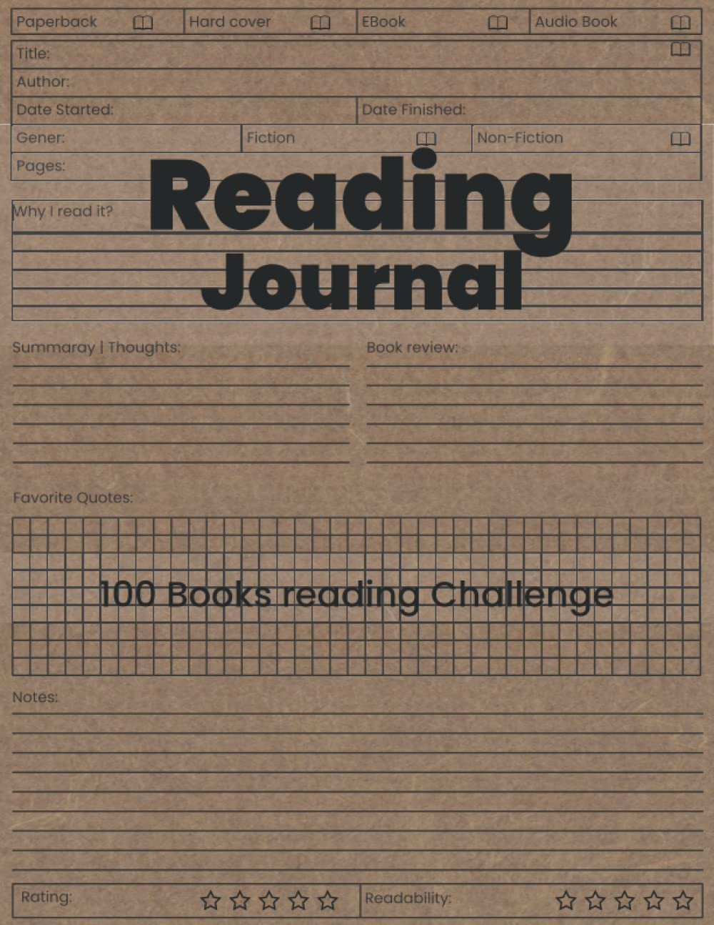 Reading Journal: :This journal is designed for book lovers | 100 reading books c