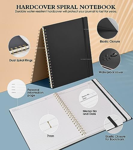Spiral Notebook Journal 8.5” x 11”, A4 Large Notebooks for Women Men, College