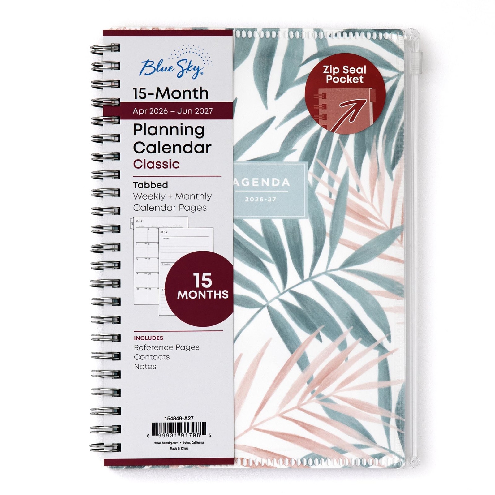 Blue Sky 2026-2027 Weekly and Monthly Academic 5″ x 8″, Seychelle- 2026/2027