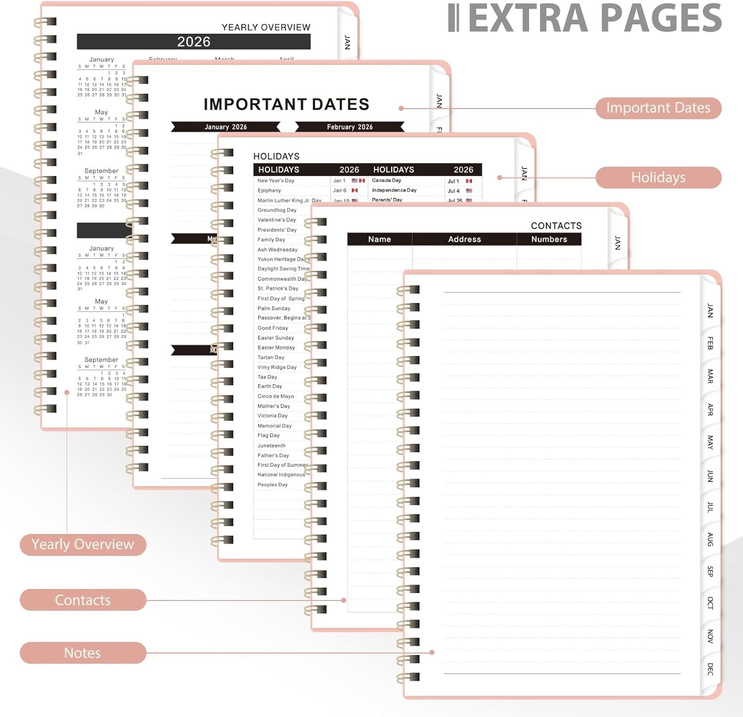 Versatile A5 2026 Planner – Monthly & Weekly Layouts, Elastic Closure & Pocket