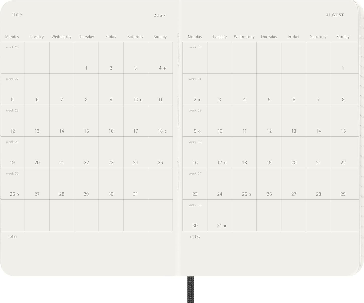 Moleskine Monthly Planner 2027, Soft Cover 12 Month Diary with Elastic Closure,