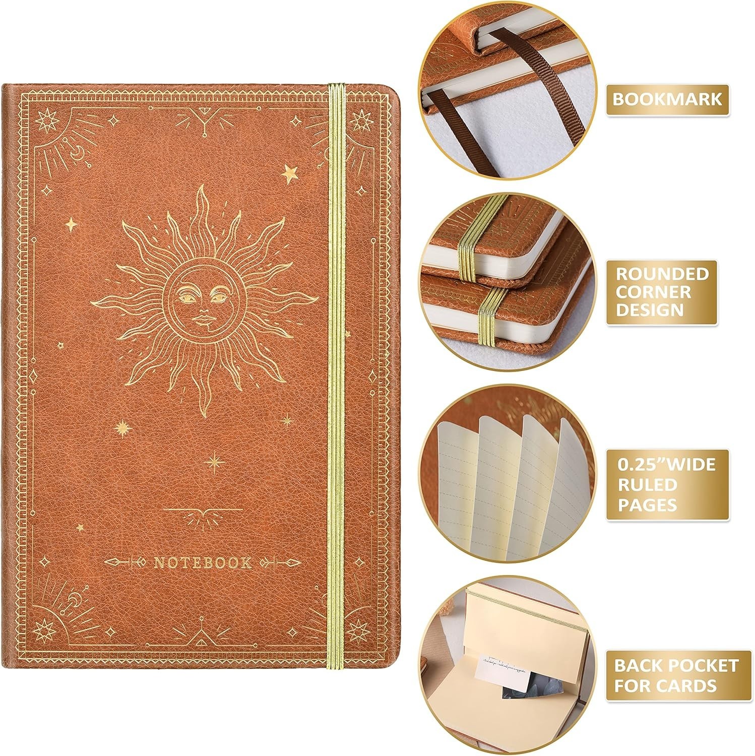 Elegant Faux Leather Notebook – 144 Page Hardcover Journal, 5.8”x 8.4”