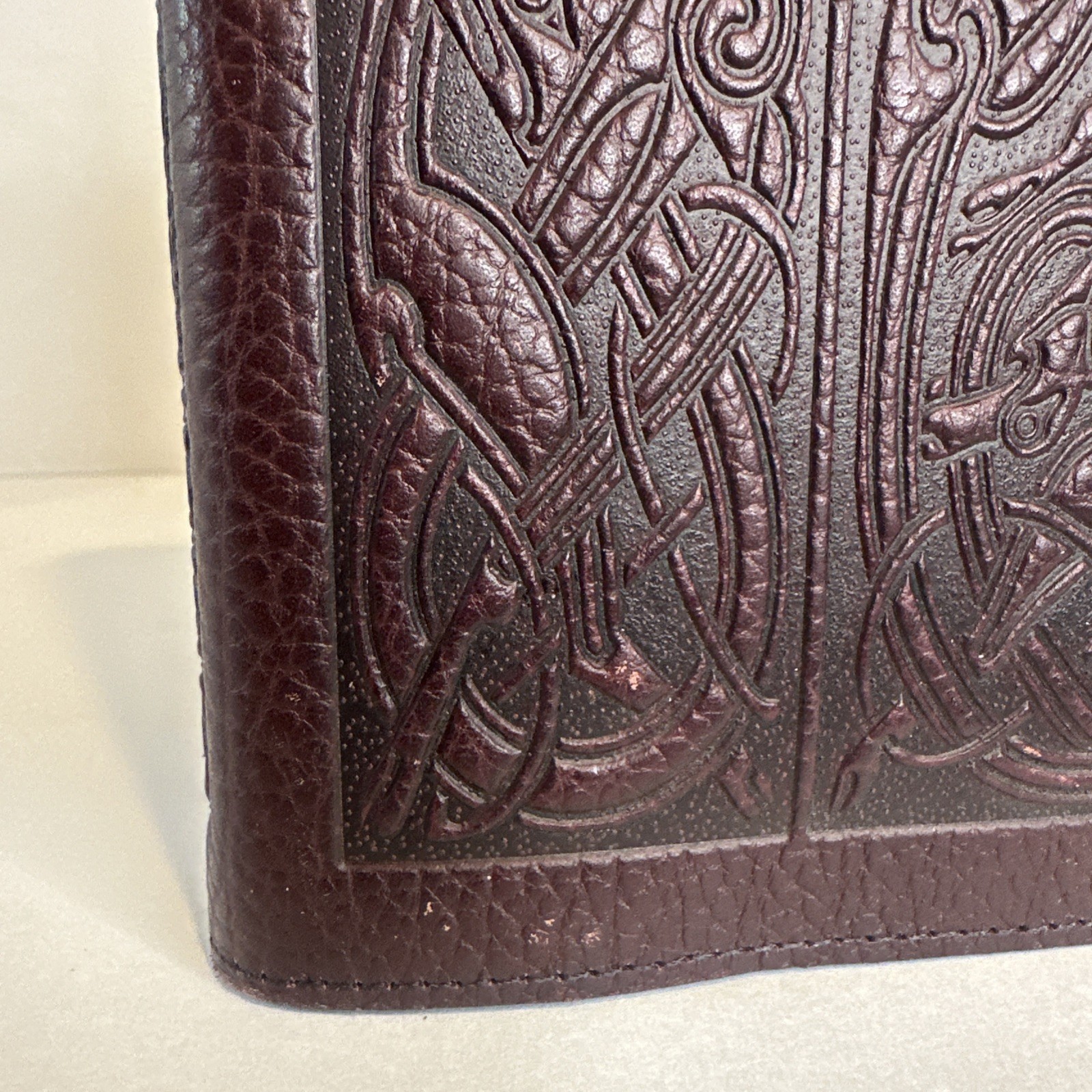 NEW Oberon Design Genuine Leather Journal Cover Irish Celtic Pewter Button 9×6