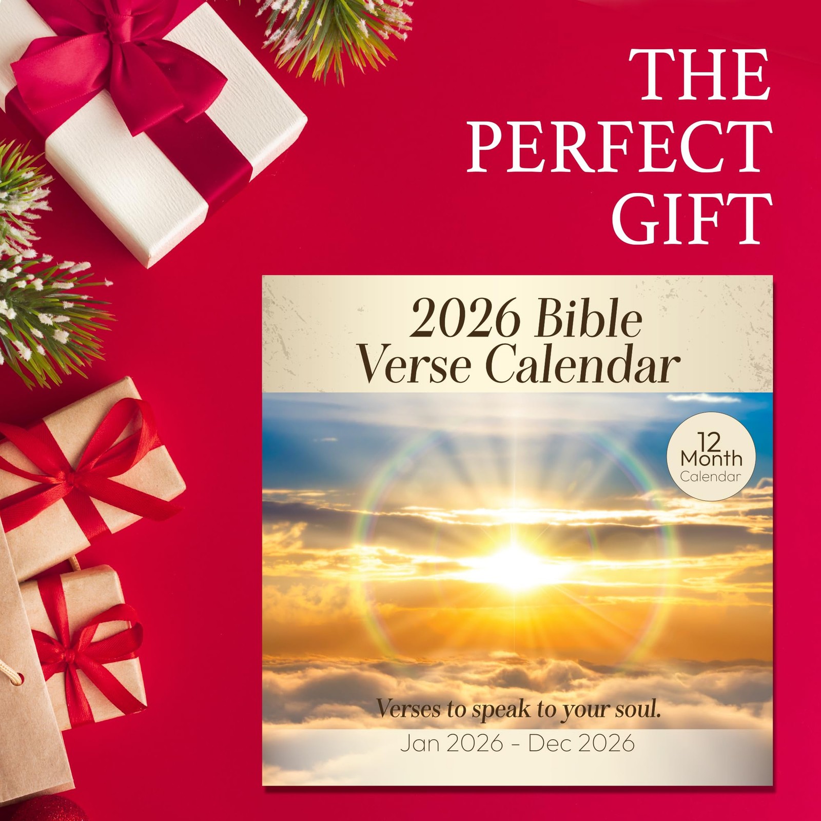 2026 Wall Calendar Christian, Bible Verse 2026, 12 Multi-colored