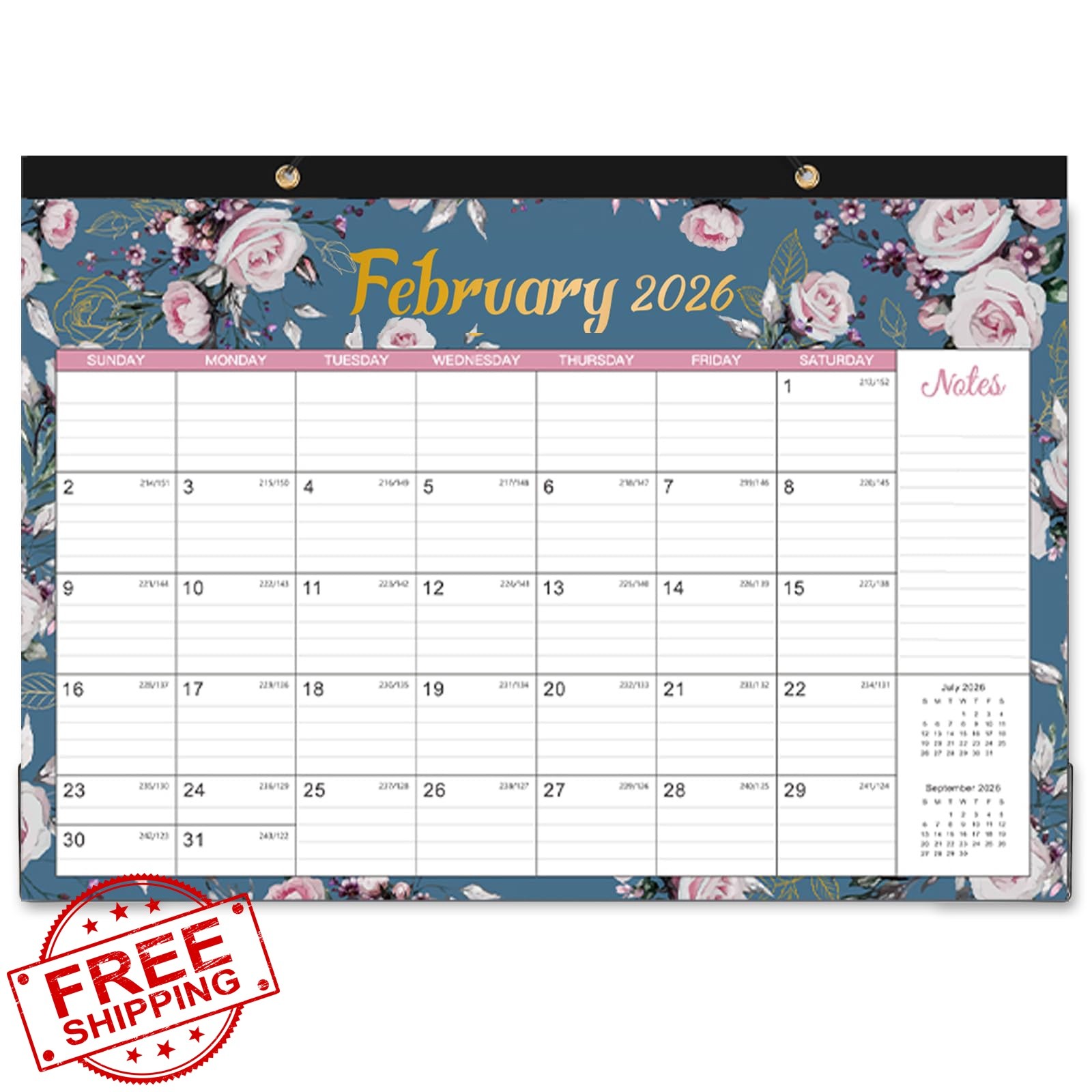 Vindora 2026 Desk Calendar 17″ x 12″ Pad