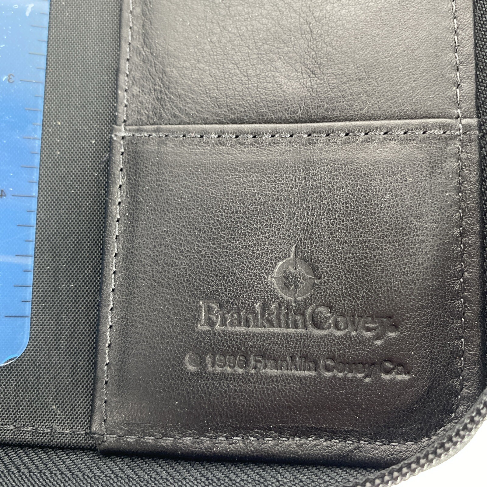 Vintage 1996 Franklin Covey 6-Ring Zip Around Black Space Maker Leather Binder
