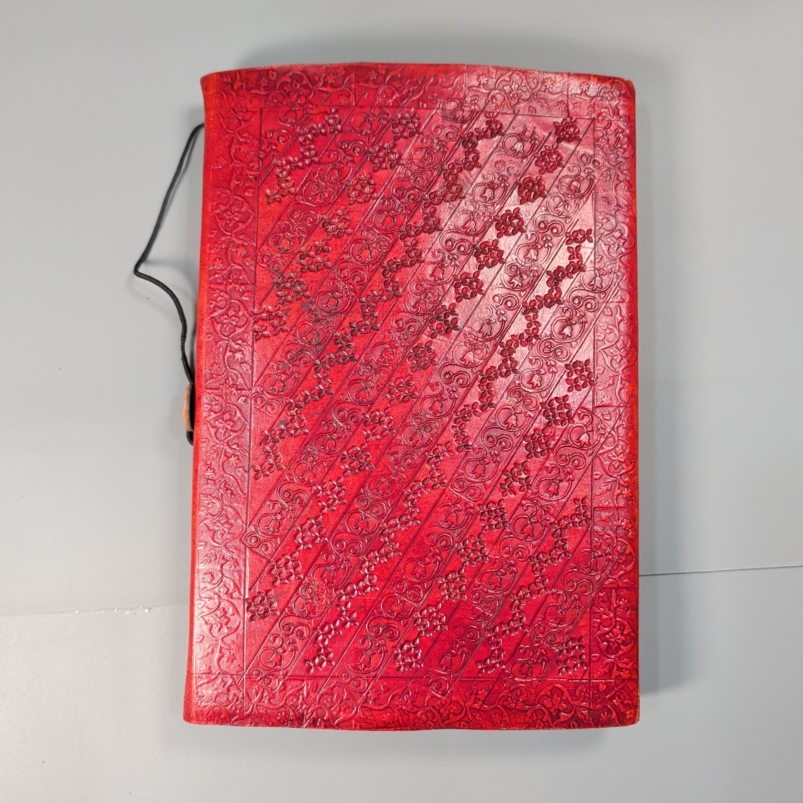 Handmade Leather Ganesha Journal Large Red Embossed India Blank Cotton Paper