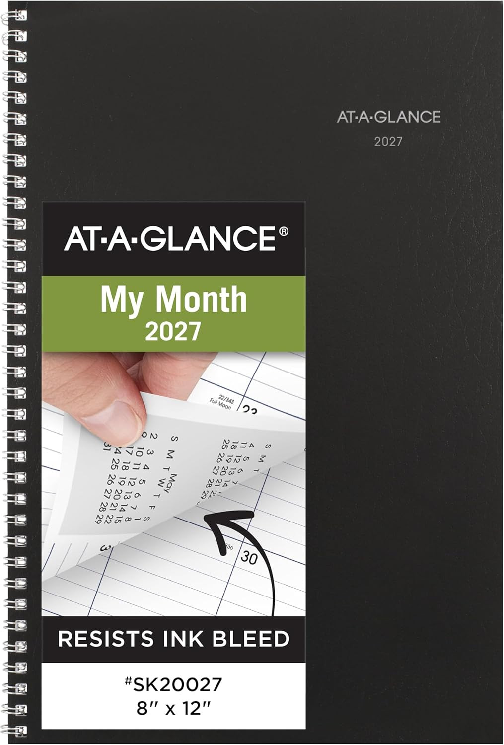 2027 Planner, Monthly, 14-Month Dec-Jan, 8″ X 12″, Dayminder, Black (SK20027)