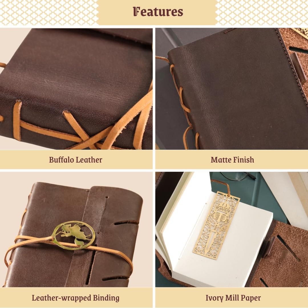 Premium Leather Journal for Men – 4.3 x 5.9 Inch A6 Buffalo Dark Brown