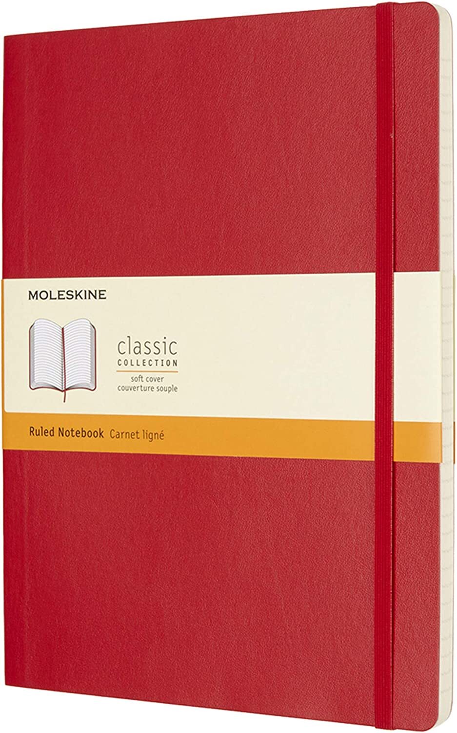 Moleskine Classic Notebook Soft Cover XL Ruled/Lined Scarlet Red 192 Pages