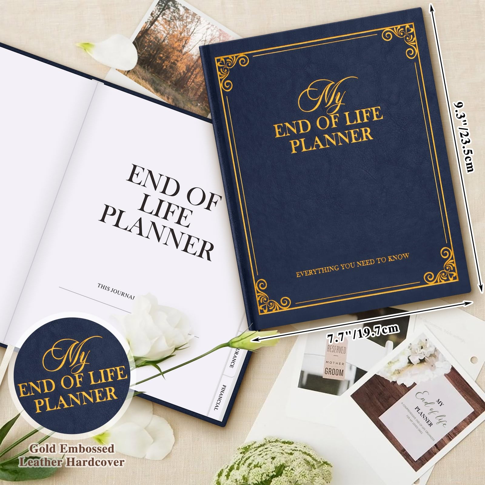 Lanpn End of Life Planner Death Organizer with Tabs, Final 7.7×9.3 inch, Blue