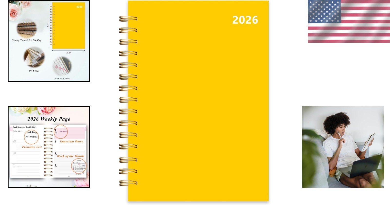 Elegant 2026 Daily, Weekly & Monthly Planner – Perfect for Students & Teachers