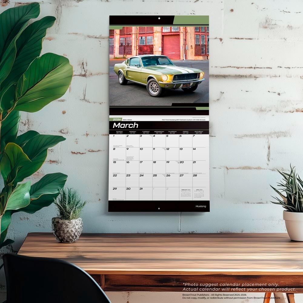 Ford Mustang OFFICIAL | 2026 12×24″ Square Wall Calendar | Plastic-Free