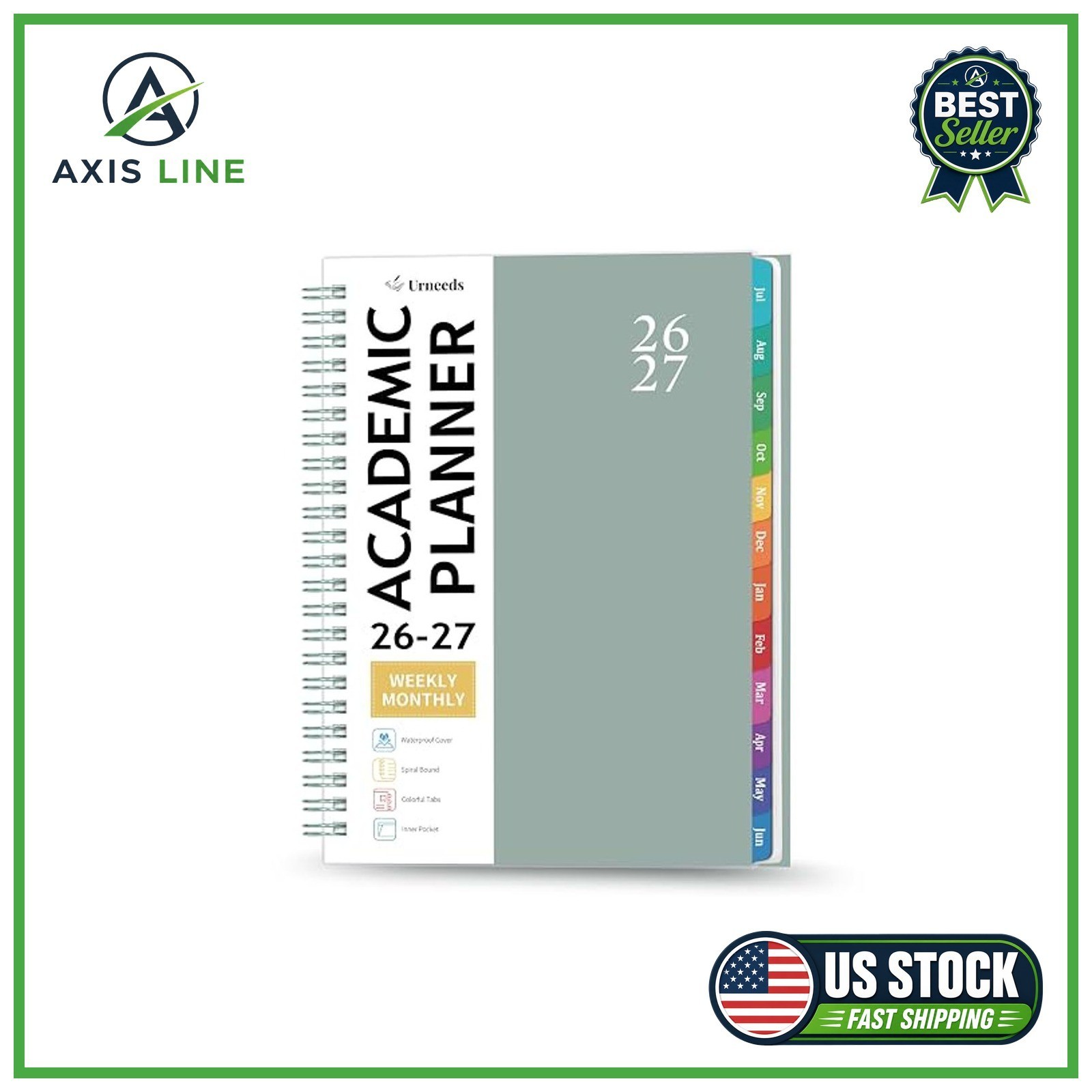2026-2027 Planner Weekly Monthly Jul 2026-Jun 2027 Academic Tabs Pocket 8.5×6.4